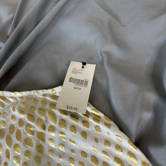 Lane Bryant Cream Gold Metallic Water Drops Tank Top Size 22/24 Crisscross Back - Picture 4 of 6